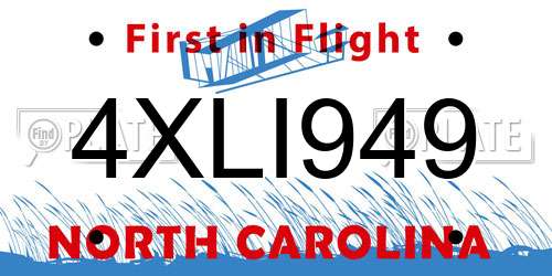 4XLI949 North Carolina License Plate