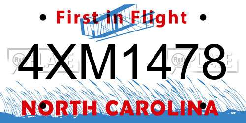 4XM1478 North Carolina License Plate