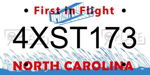4XST173 North Carolina License Plate
