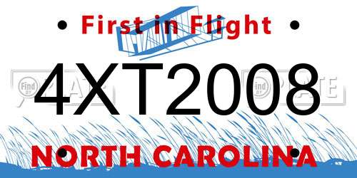 4XT2008 North Carolina License Plate