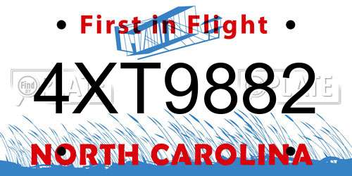 4XT9882 North Carolina License Plate