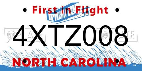 4XTZ008 North Carolina License Plate