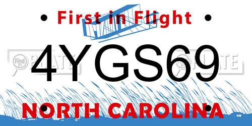 4YGS69 North Carolina License Plate