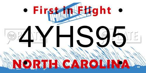 4YHS95 North Carolina License Plate