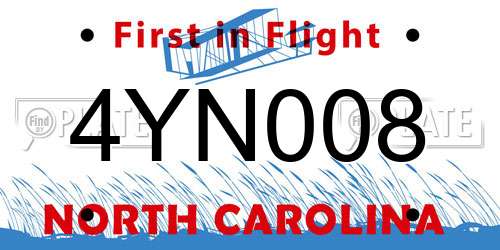 4YN008 North Carolina License Plate
