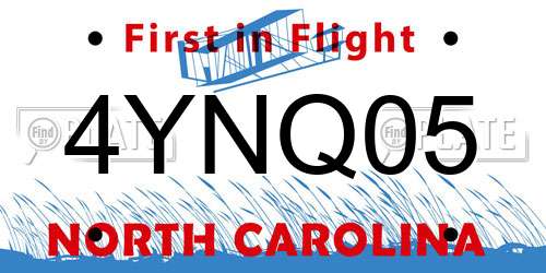 4YNQ05 North Carolina License Plate