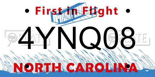 4YNQ08 North Carolina License Plate