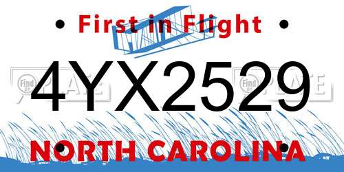 4YX2529 North Carolina License Plate