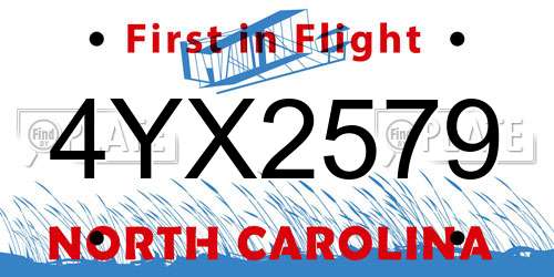 4YX2579 North Carolina License Plate