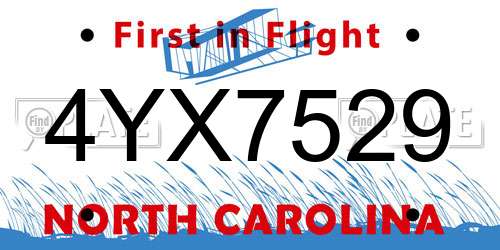 4YX7529 North Carolina License Plate