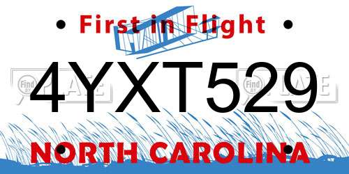 4YXT529 North Carolina License Plate