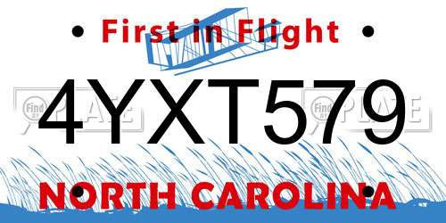 4YXT579 North Carolina License Plate