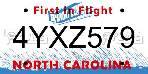 4YXZ579 North Carolina License Plate