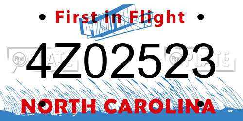 4Z02523 North Carolina License Plate