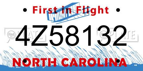 4Z58132 North Carolina License Plate