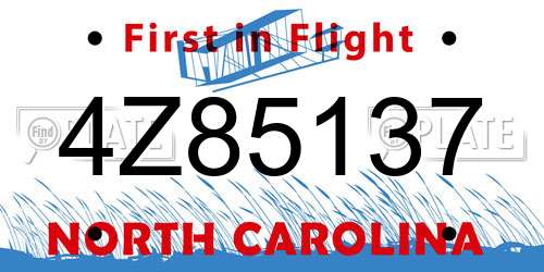 4Z85137 North Carolina License Plate