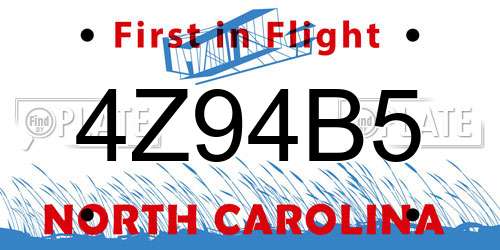4Z94B5 North Carolina License Plate