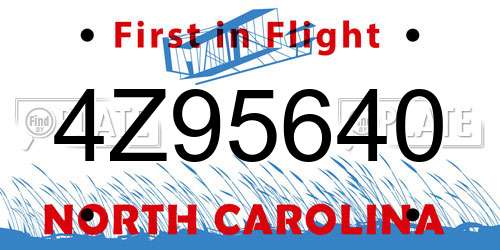 4Z95640 North Carolina License Plate
