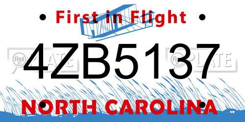 4ZB5137 North Carolina License Plate
