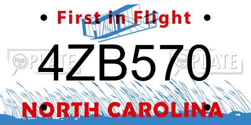 4ZB570 North Carolina License Plate