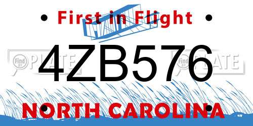 4ZB576 North Carolina License Plate