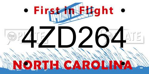 4ZD264 North Carolina License Plate