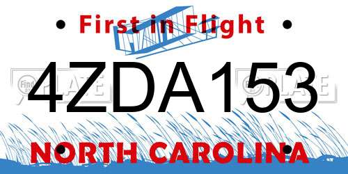 4ZDA153 North Carolina License Plate