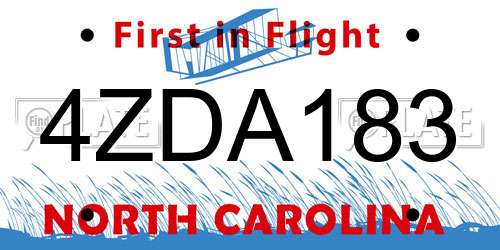 4ZDA183 North Carolina License Plate