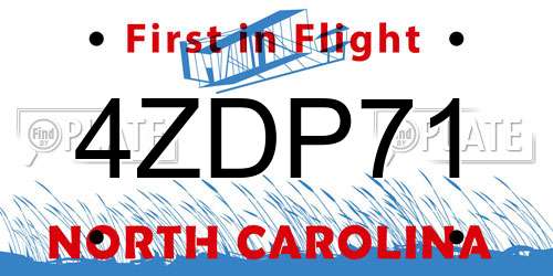 4ZDP71 North Carolina License Plate