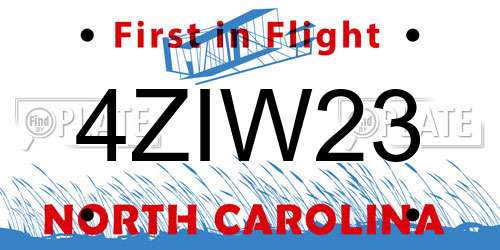 4ZIW23 North Carolina License Plate