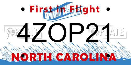 4ZOP21 North Carolina License Plate