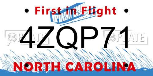 4ZQP71 North Carolina License Plate