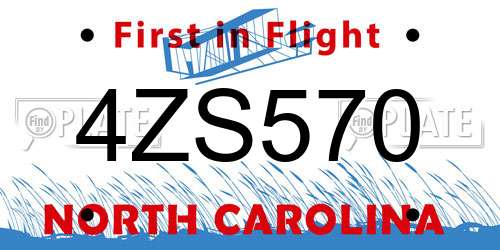 4ZS570 North Carolina License Plate