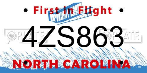 4ZS863 North Carolina License Plate