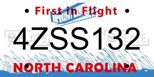 4ZSS132 North Carolina License Plate