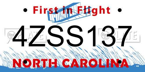 4ZSS137 North Carolina License Plate