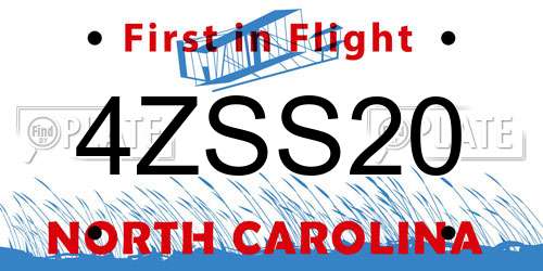 4ZSS20 North Carolina License Plate