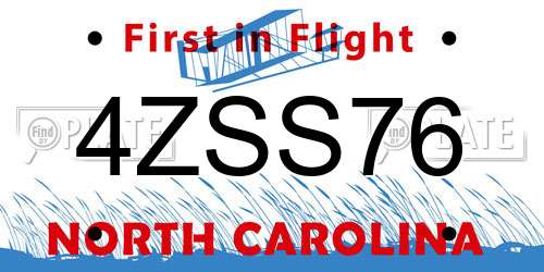 4ZSS76 North Carolina License Plate