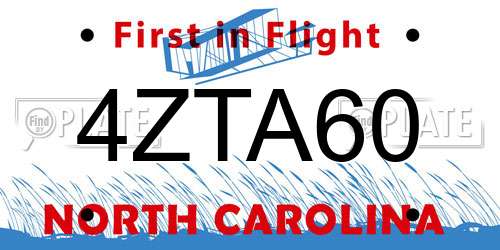 4ZTA60 North Carolina License Plate