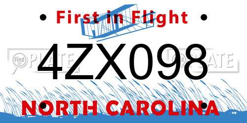 4ZX098 North Carolina License Plate