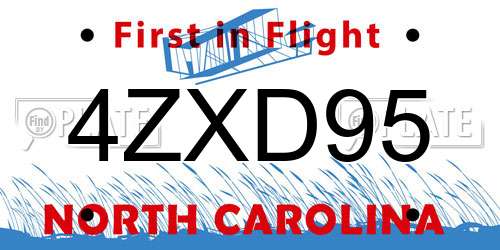 4ZXD95 North Carolina License Plate