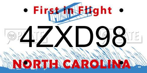 4ZXD98 North Carolina License Plate