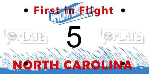 5 North Carolina License Plate