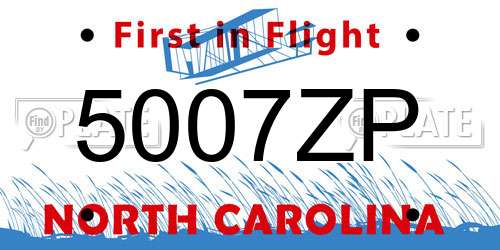 5007ZP North Carolina License Plate