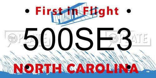 500SE3 North Carolina License Plate