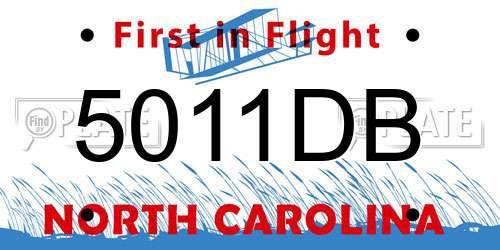 5011DB North Carolina License Plate