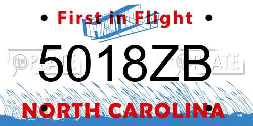 5018ZB North Carolina License Plate