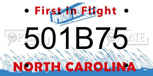 501B75 North Carolina License Plate