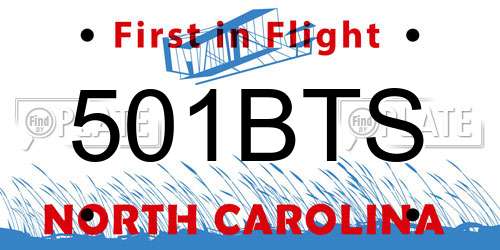 501BTS North Carolina License Plate
