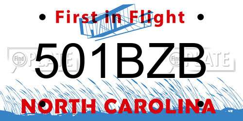 501BZB North Carolina License Plate